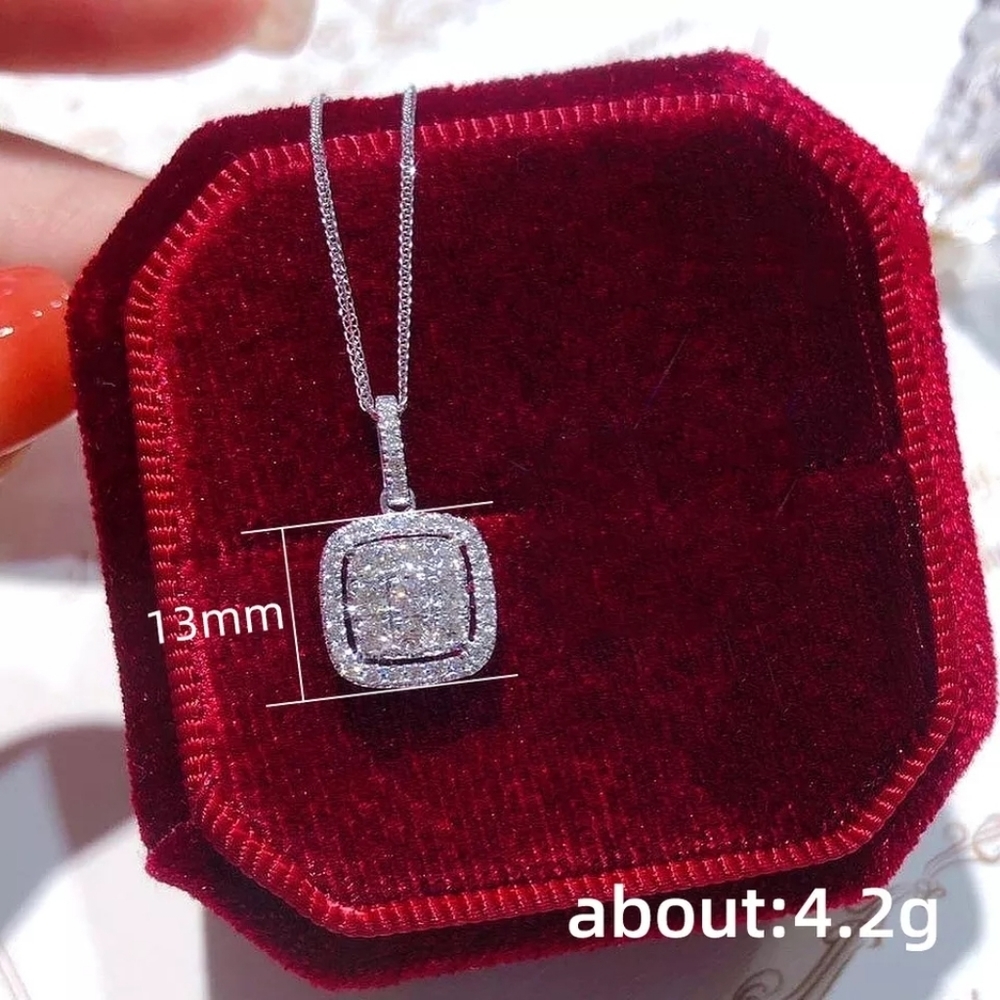 NEW 925 STERLING SILVER DIAMOND Pendant Necklace - Picture 5 of 5